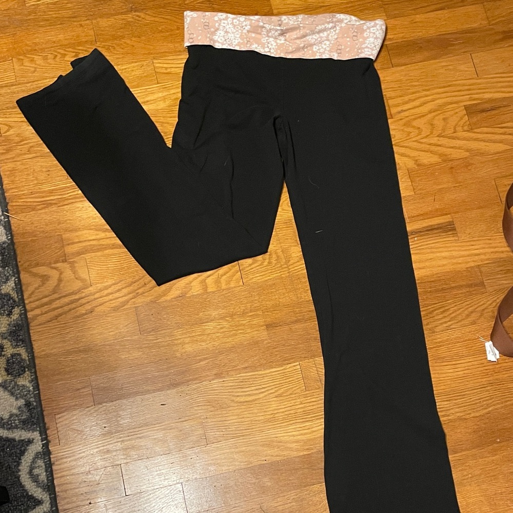 Victoria's Secret Black yoga pants fold over waistband